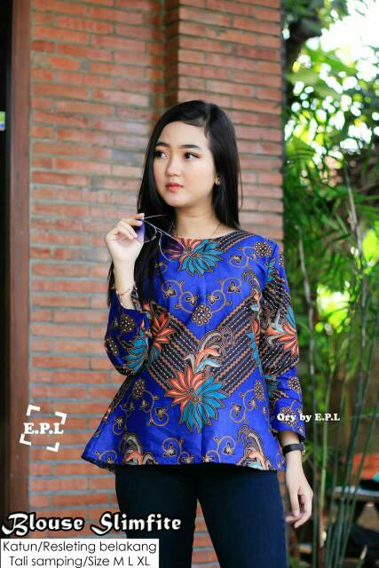 tey-17 Batik wanita ASJ SA HRB026 Kenongo Kemeja Tosca Pendek