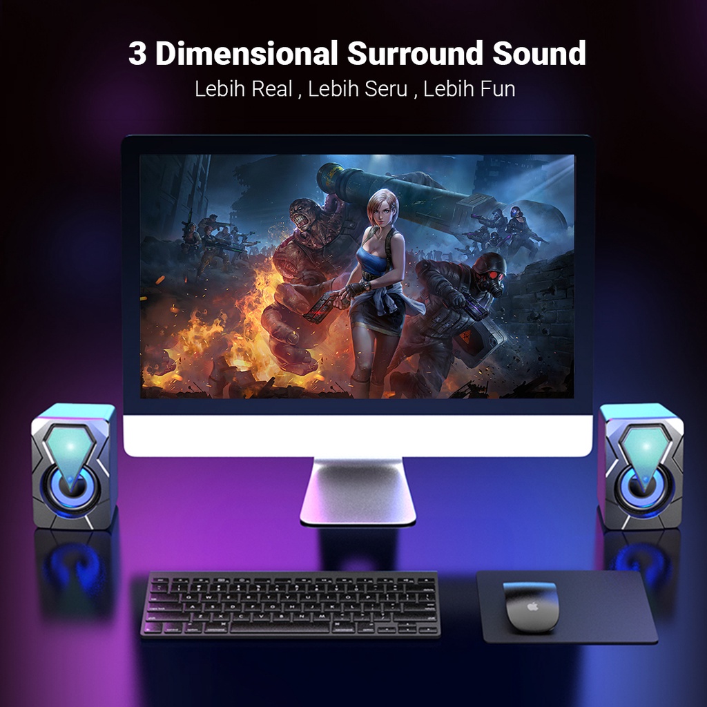 KISONLI Speaker Gaming Laptop Komputer L-9090 Led Rgb Light With Volume Control-4