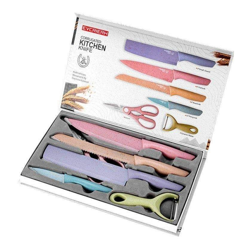 

1 set pisau dapur evcrierh color 6pc
