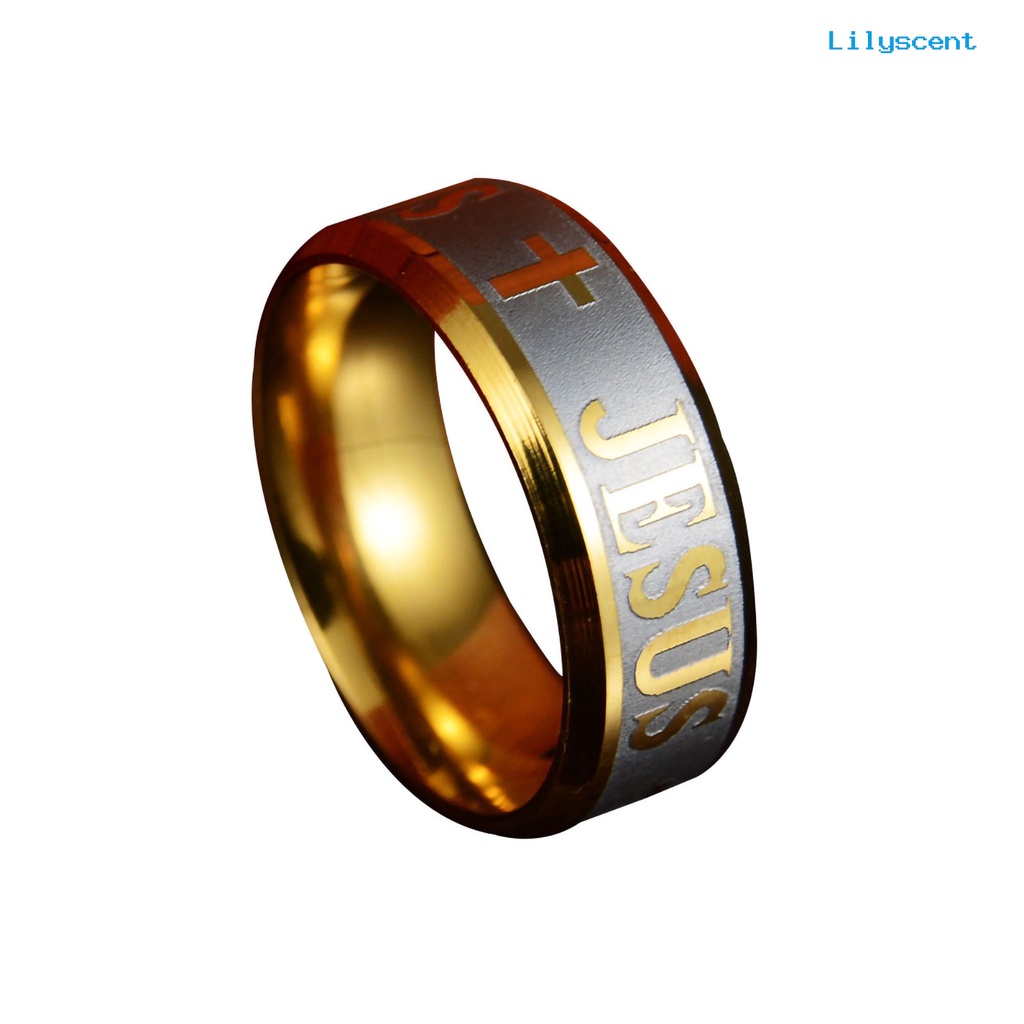 Ls Cincin Stainless Steel Motif Ukir Salib Yesus Untuk Pria / Wanita