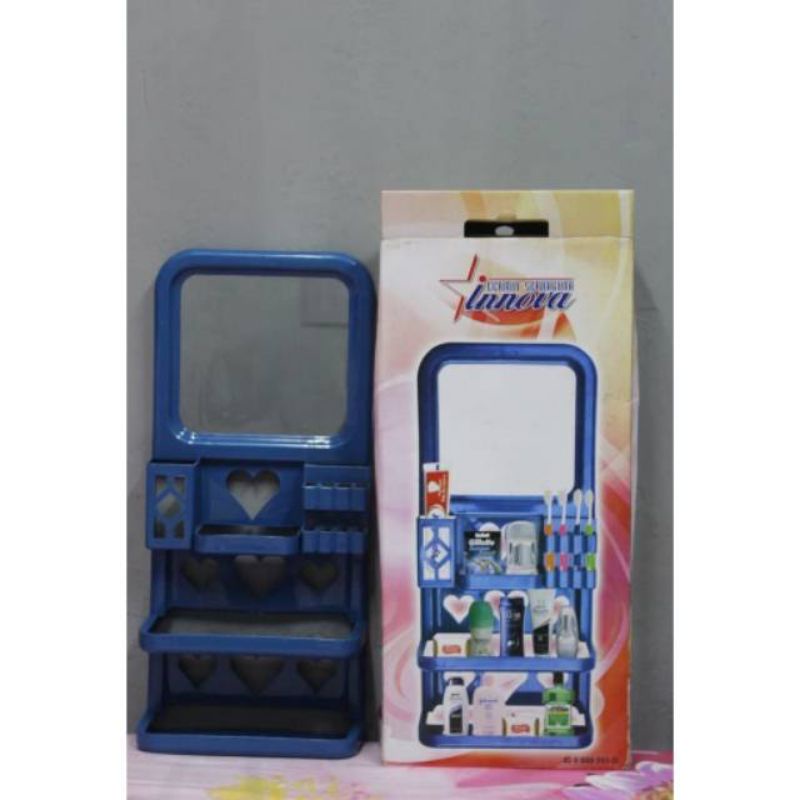 RAK KAMAR MANDI PHYLIA 1501 BATH HOLDER PLASTIK KACA 3 RAK CERMIN RAK WC TOILET