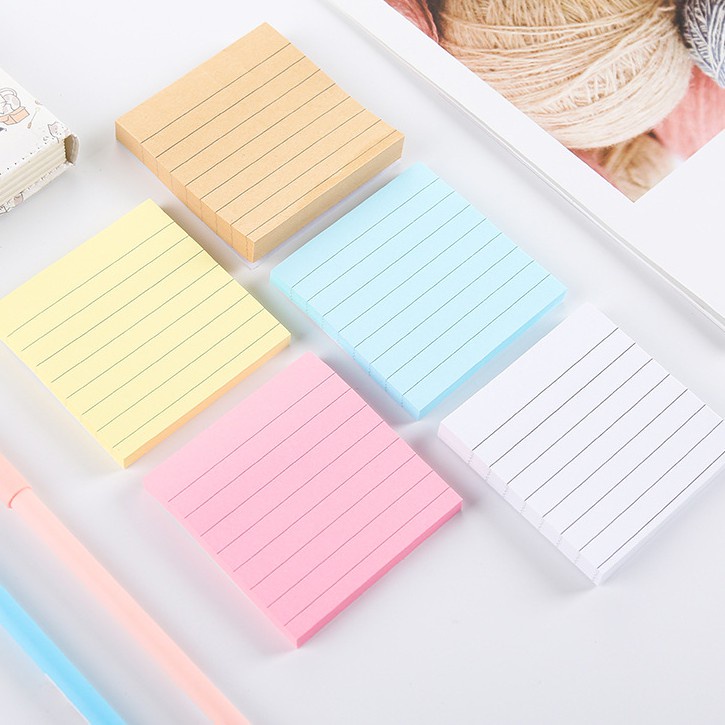 Stationery Sticky Notes Square Soild Color Memo Pad 80 Pages Sticker