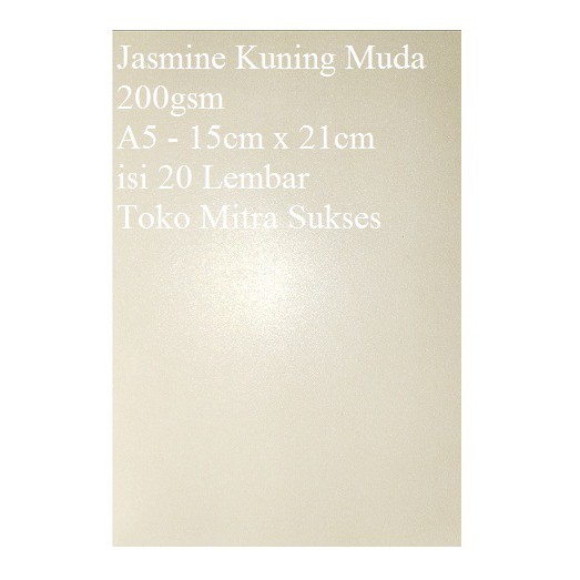 

Kertas Jasmine Kuning Muda A5 200gsm