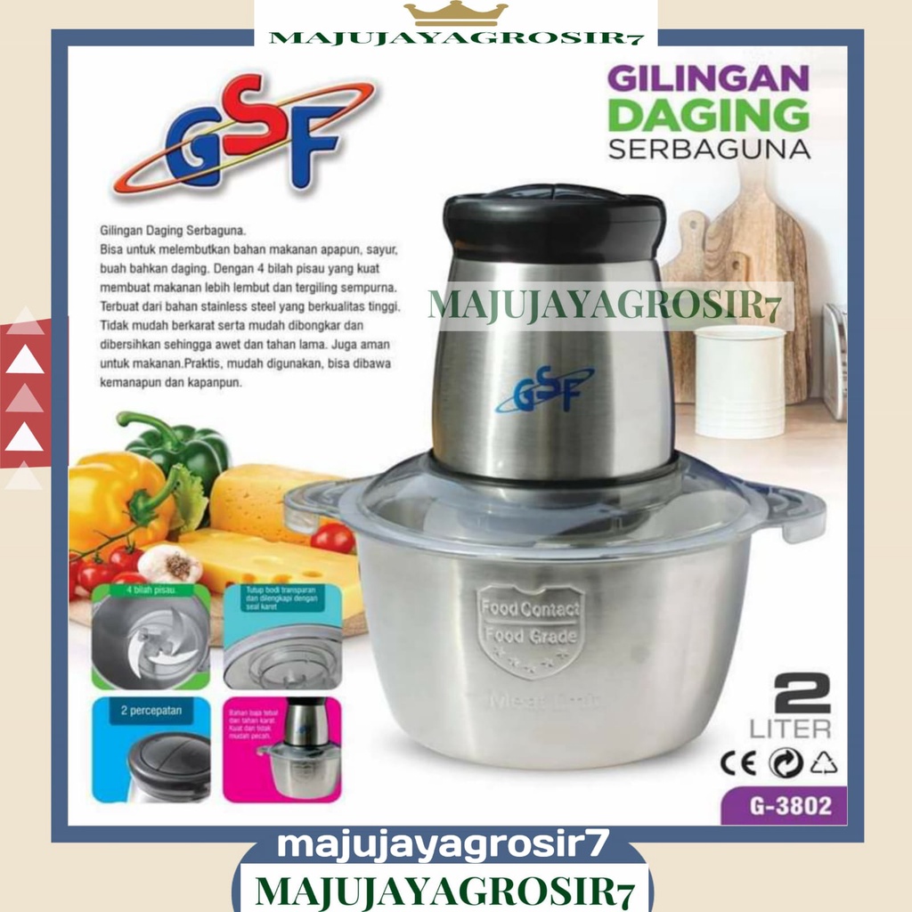 BLENDER DAGING STAINLESS / BLENDER DAGING CHOPPER HAN BLENDER PRESS 2L BAJA TAHAN KARAT SERBAGUNA MU
