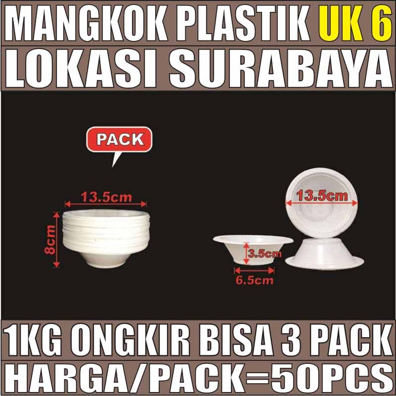 Mangkok Plastik 50pcs Uk 6 Sedang M Party Kue Makan Disposable Murah M6 Mangkuk Sekali Pakai Surabaya