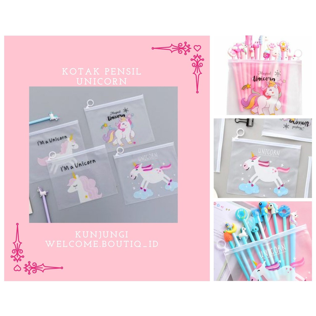 

Zipper Bag Transparan Unicorn & pink bunny / Tempat Pensil Unicorn Pouch Unicorn / TV-79