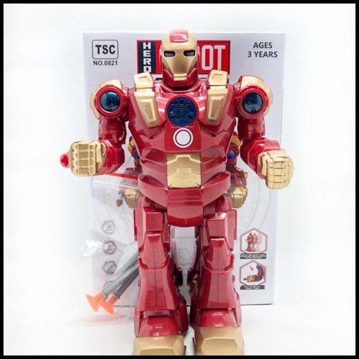 Mainan Anak Laki Laki Robot Mask Man Iron Robot Jalan Merah