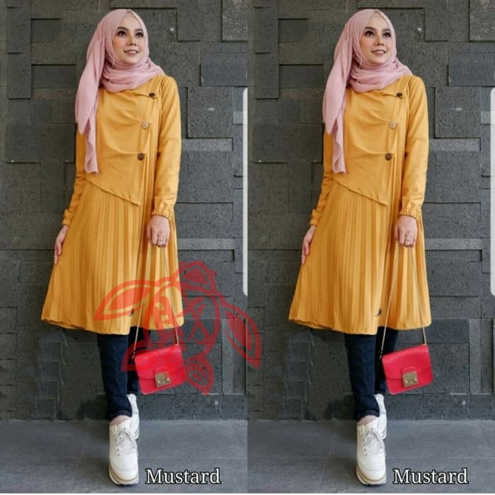 REALPICT MALIKA LONG TUNIK POLOS WANITA FASHION KEKINIAN WOLFIS PREMIUM KULIAH KERJA CEWEK FORMAL ZM