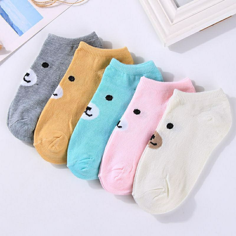 Kaos kaki ankle polos dan garis unisex-3