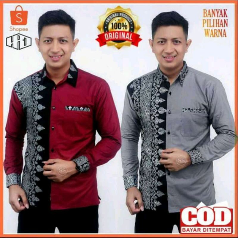 (bisa cod ) kemeja lengan panjang||batik dolbi bahan katun