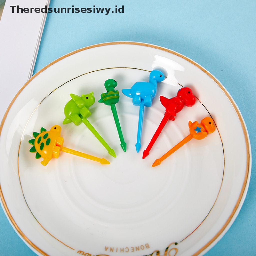 # Alat Pemotong Buah # 6pcs Garpu Buah Desain Binatang Dinosaurus Untuk Dekorasi