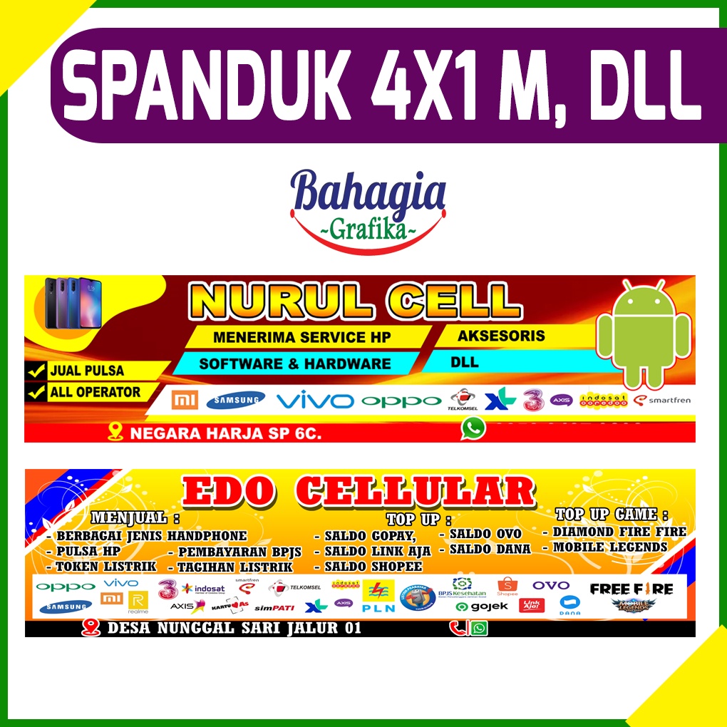 SPANDUK 4x1 Meter KONTER OLSHOP PULSA COSTUM BRILINK