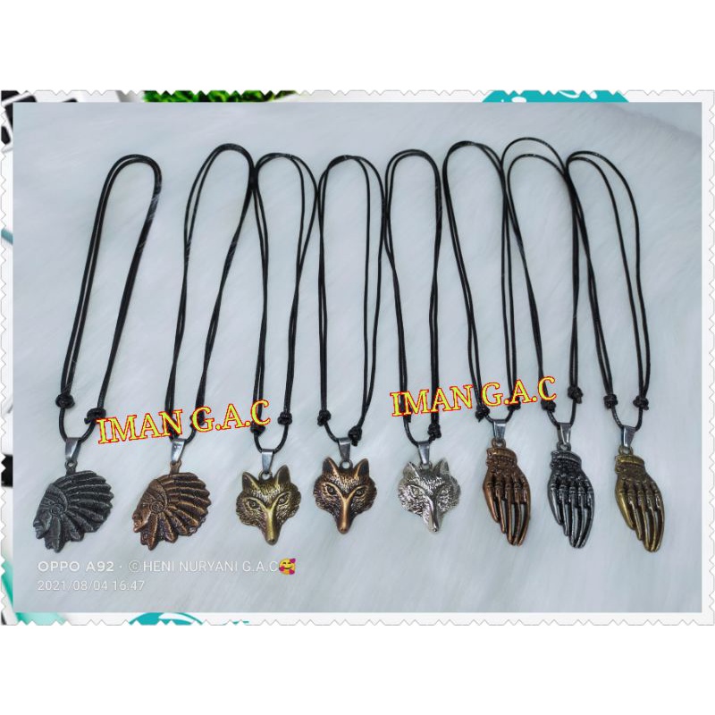 kalung serigala,kalung Dayak,kalung import tali Korea. kalung peria