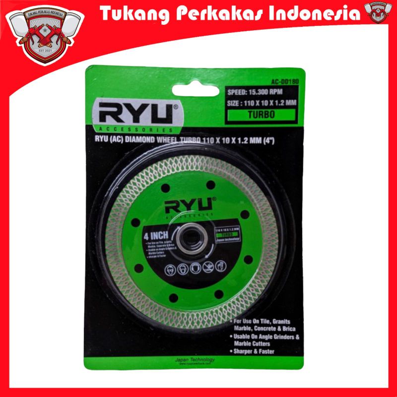 Ryu mata potong Keramik Diamond Wheel 4 inch Turbo