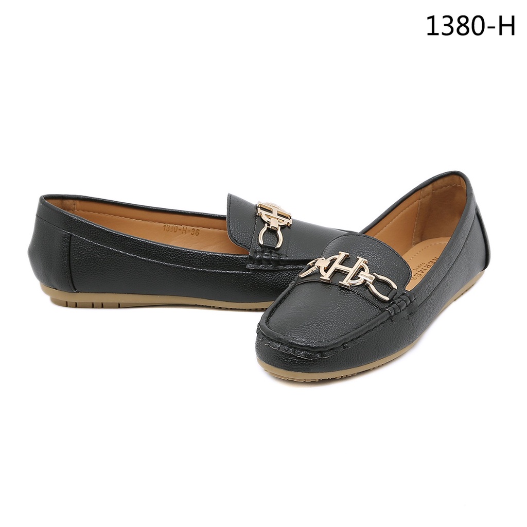 H Leather 'H' Iconic Wonen Flat Shoes #1380-H