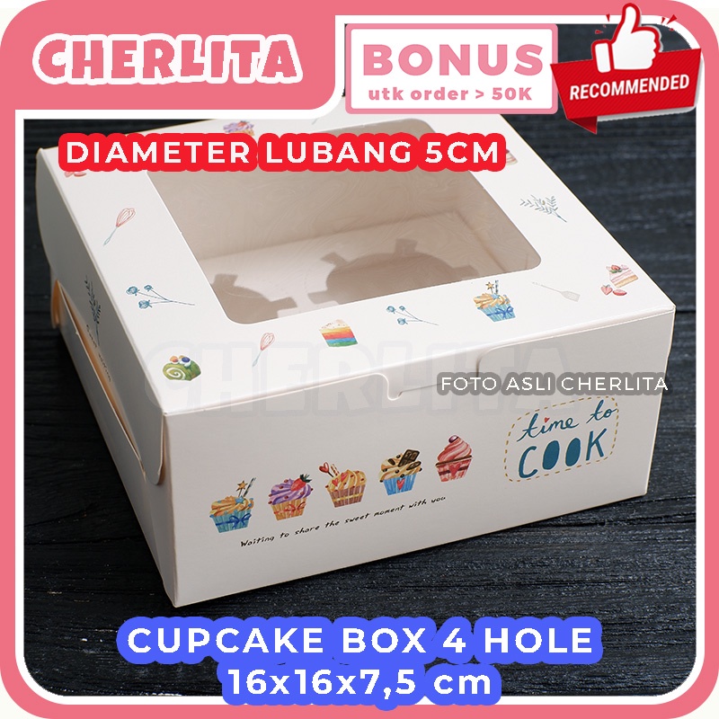 Jual Cupcake Box 4 Lubang Muffin Cake Box Premium 4 Hole Shopee Indonesia