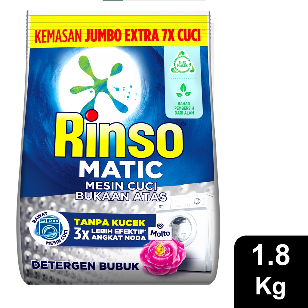 Jual Rinso Matic Deterjen Bubuk Detergen Mesin Cuci Bukaan Depan 3X