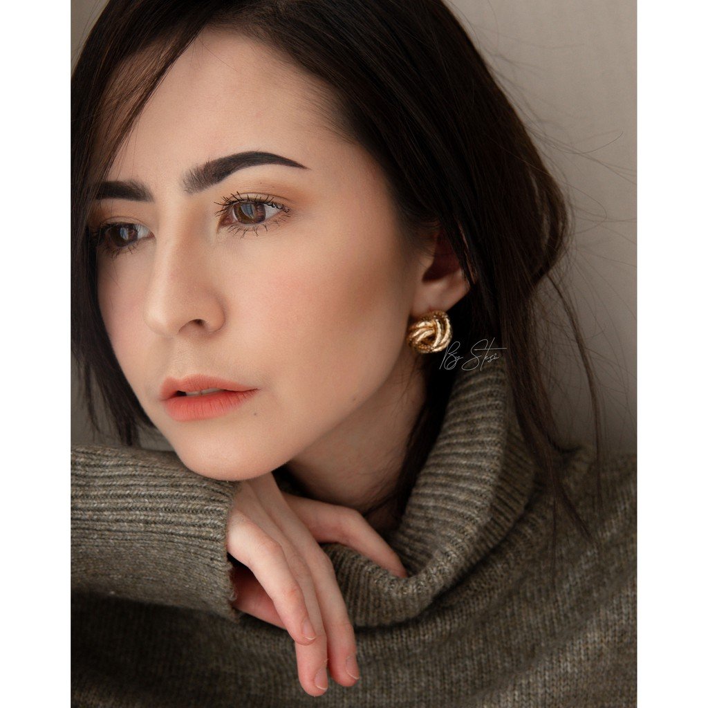ByStesi Double Ring Gold Earring (ANTING E51) | Anting Wanita Gold Emas Korean Simple Casual Style-8