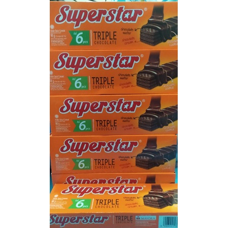 Jual SUPERSTAR WAFER TRIPLE CHOCOLATE ISI 6 WAFER SALUT COKLAT WAFER