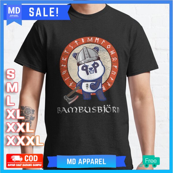 Kaos Bambusbjorn Warrior Viking Viking Runes Viking Gift T-Shirt Premium