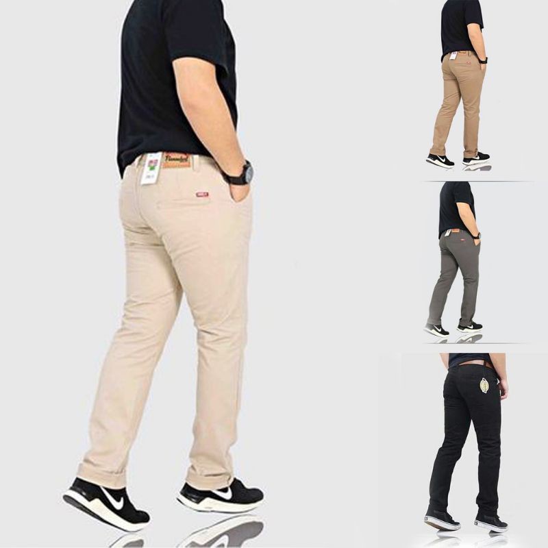 CELANA PRIA CHINO Slim fit Panjang Kerja kantor Santai Liburan Cowok Gentleman