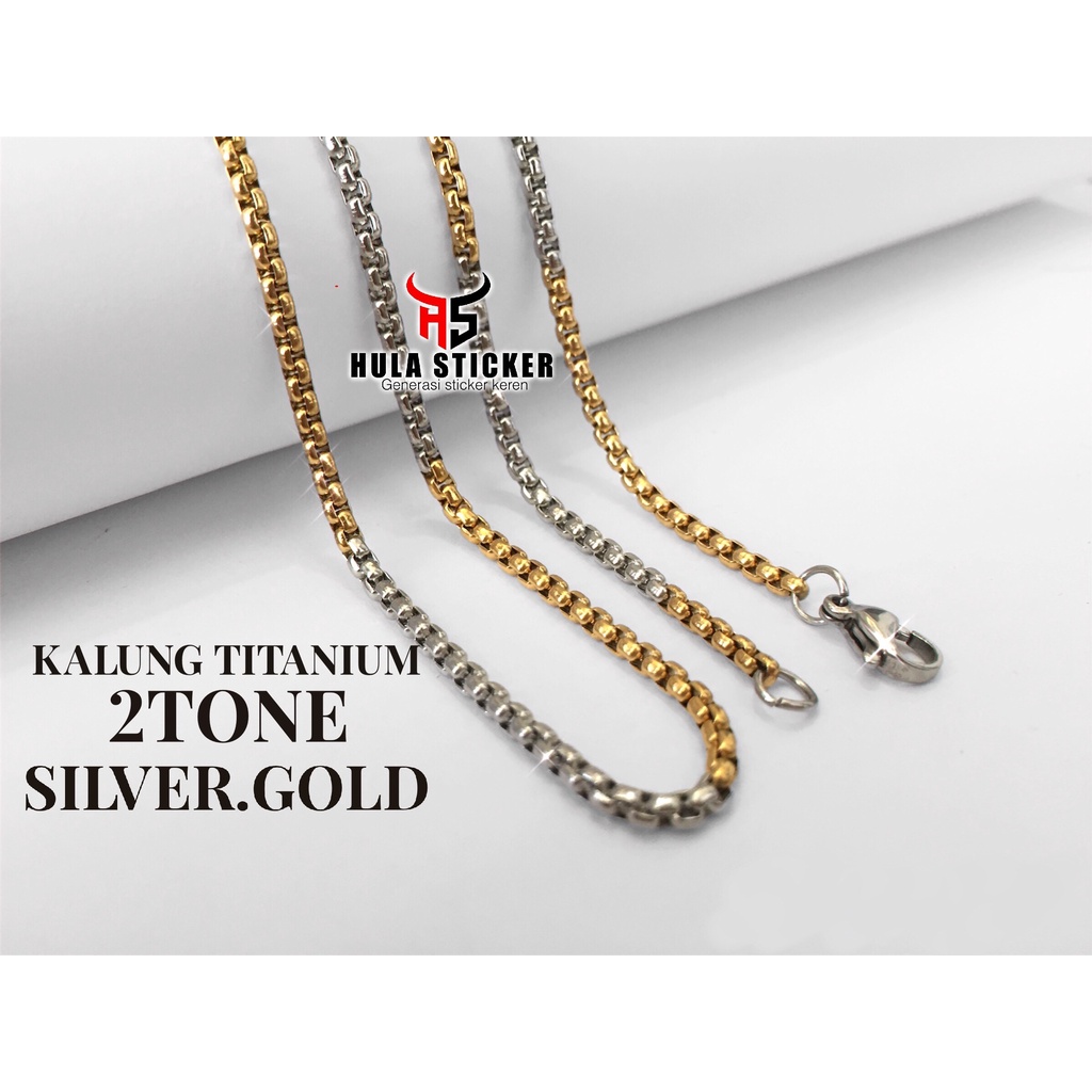 Kalung Titanium Pria wanita Premium 316L Anti Karat Rolo Silver Gold