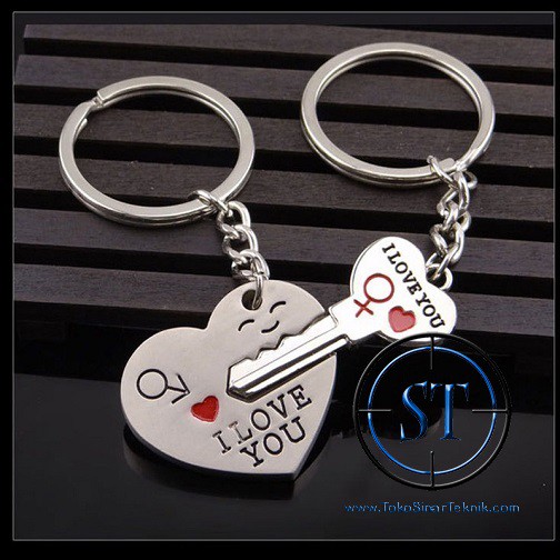 Gantungan Kunci Pasangan Couple I Love You Silver Plated Keychain