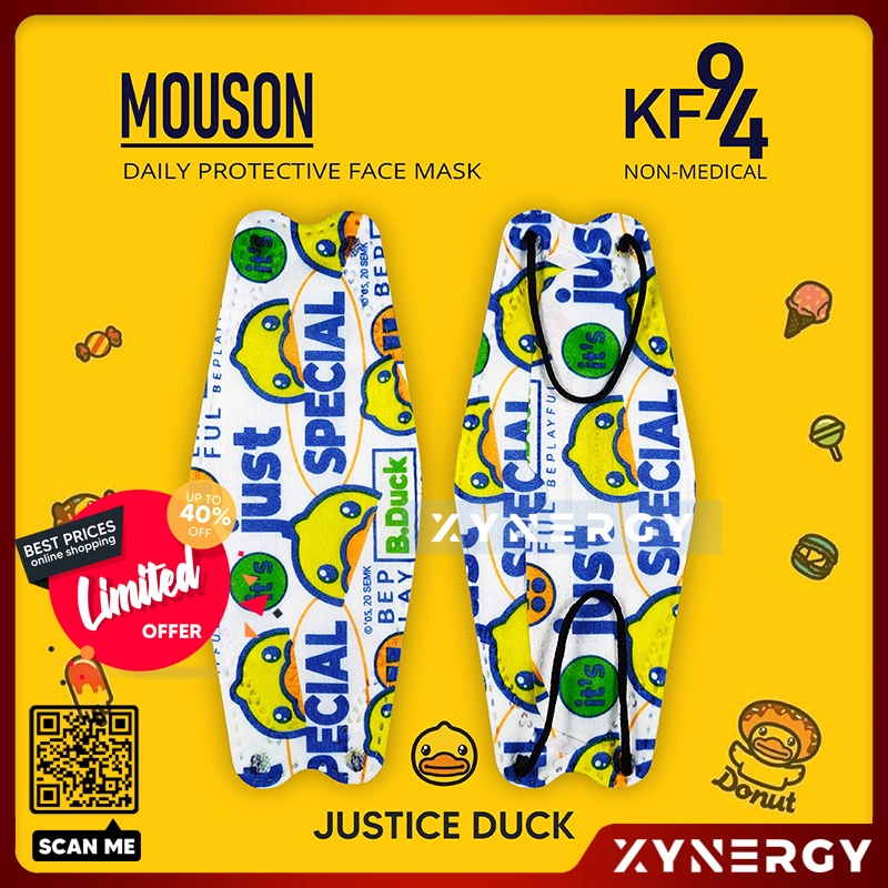 Masker Mouson KF94 Motif Justice Duck 4 ply isi 10 Masker Non Medis Sekali Pakai