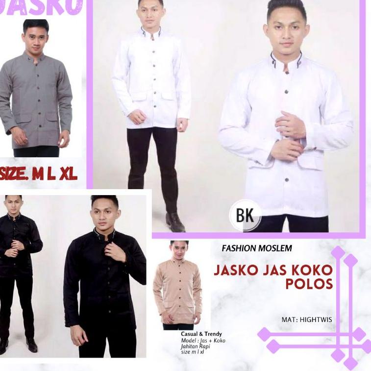 NNK.28My22ᴺ– Jasko Polos Murah Putih Hitam Krem Jas Koko Pria Dewasa Lengan Panjang