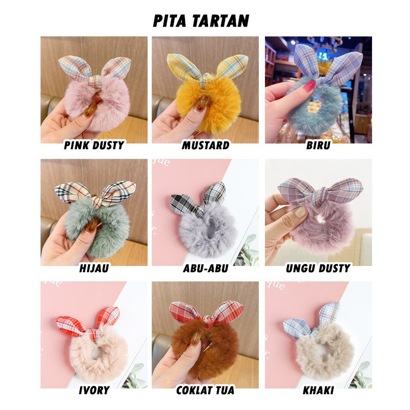 IKAT RAMBUT SCRUNCHIE BULU LEMBUT KARET CEPOL WANITA RASFUR ALA KOREA