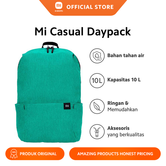 Xiaomi Mi Casual Daypack 10L Ritsleting YKK Ringan Penyimpanan Luas Tahan Percikan Air
