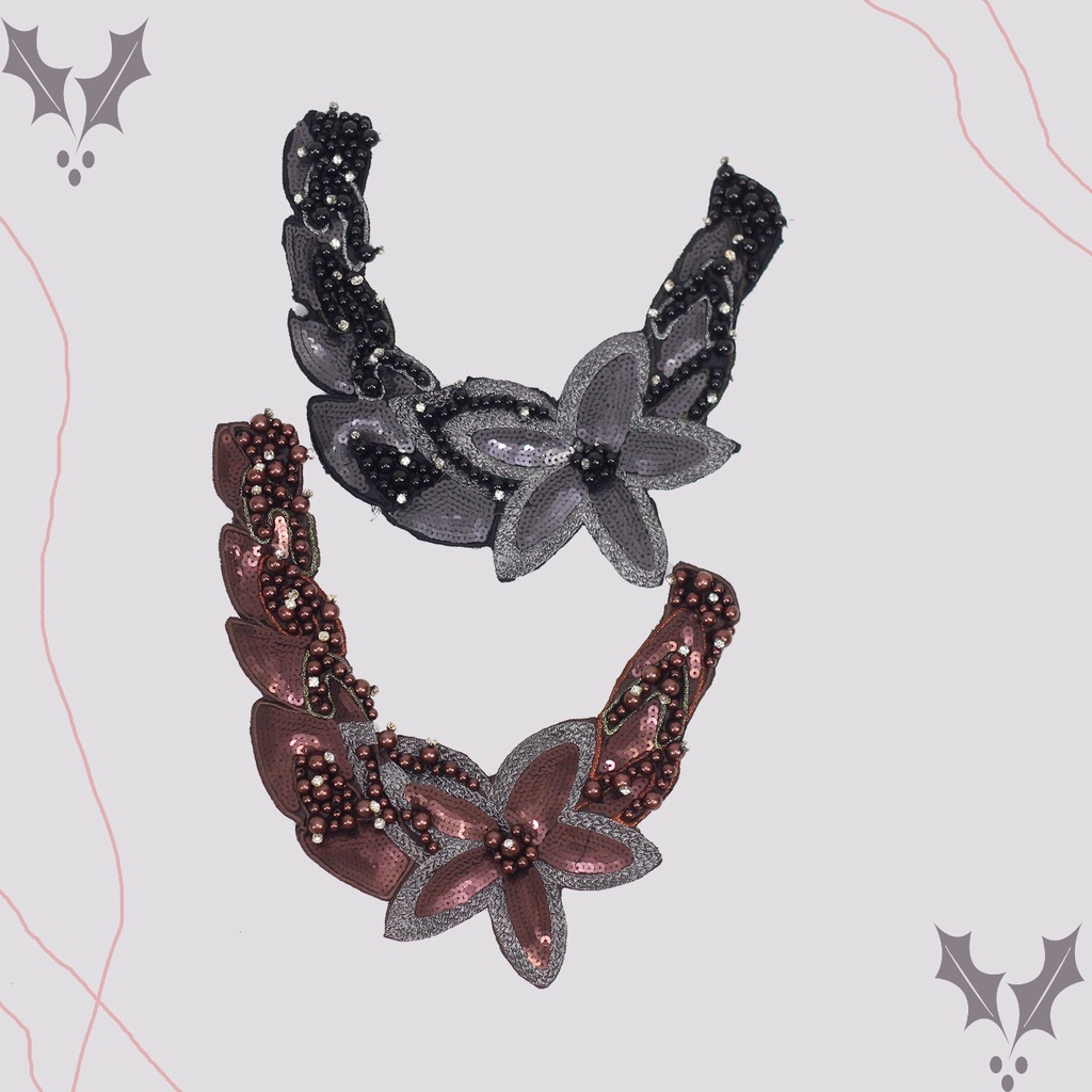 Kerah Renda Bordir Bunga Mutiara model 121209