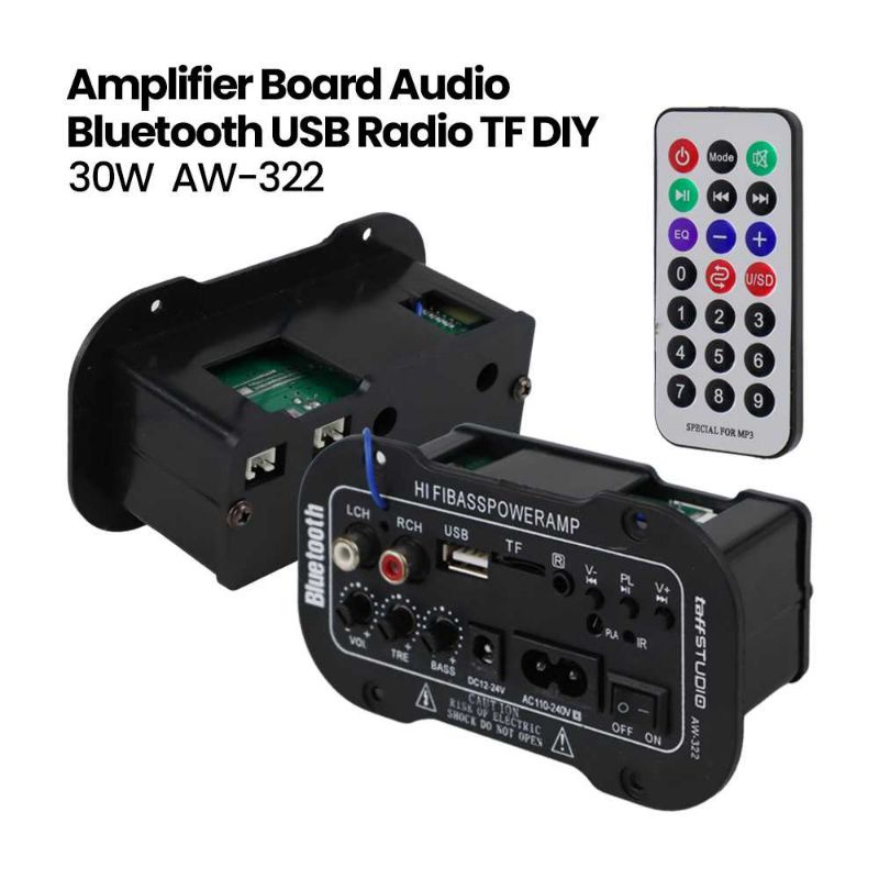 TaffSTUDIO Amplifier Board Audio Bluetooth USB Radio TF DIY 30W AW-322