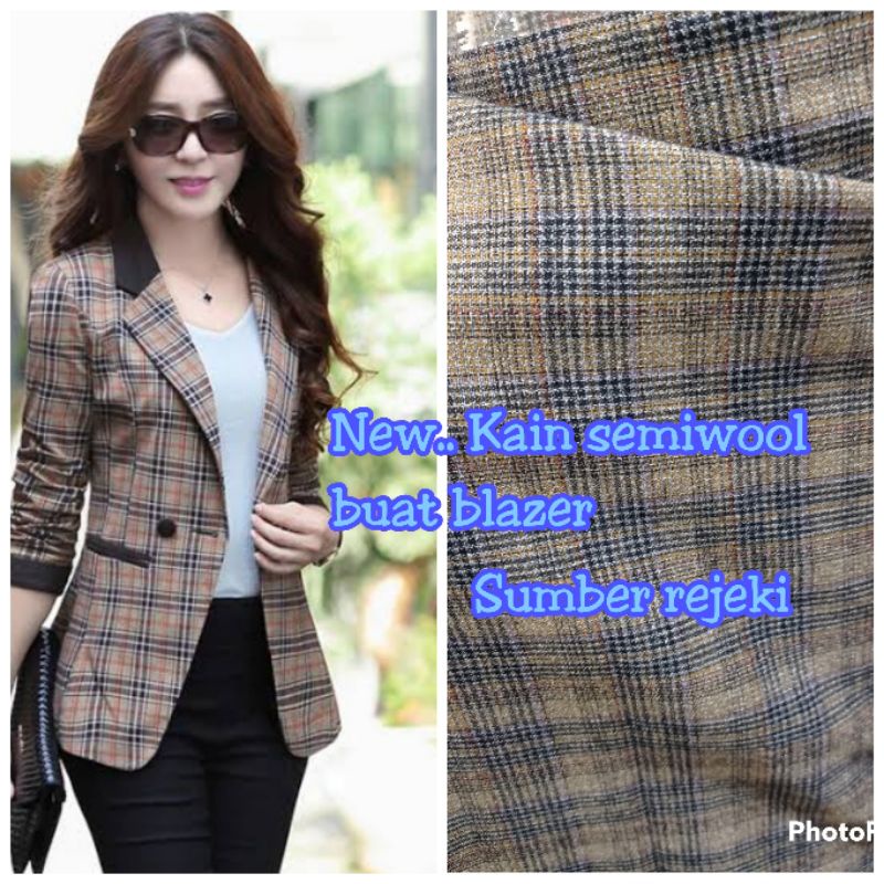 Kain semiwool/Bahan semi woll motif kotak_untuk blazer,celana,jas_kain semi wool kotak
