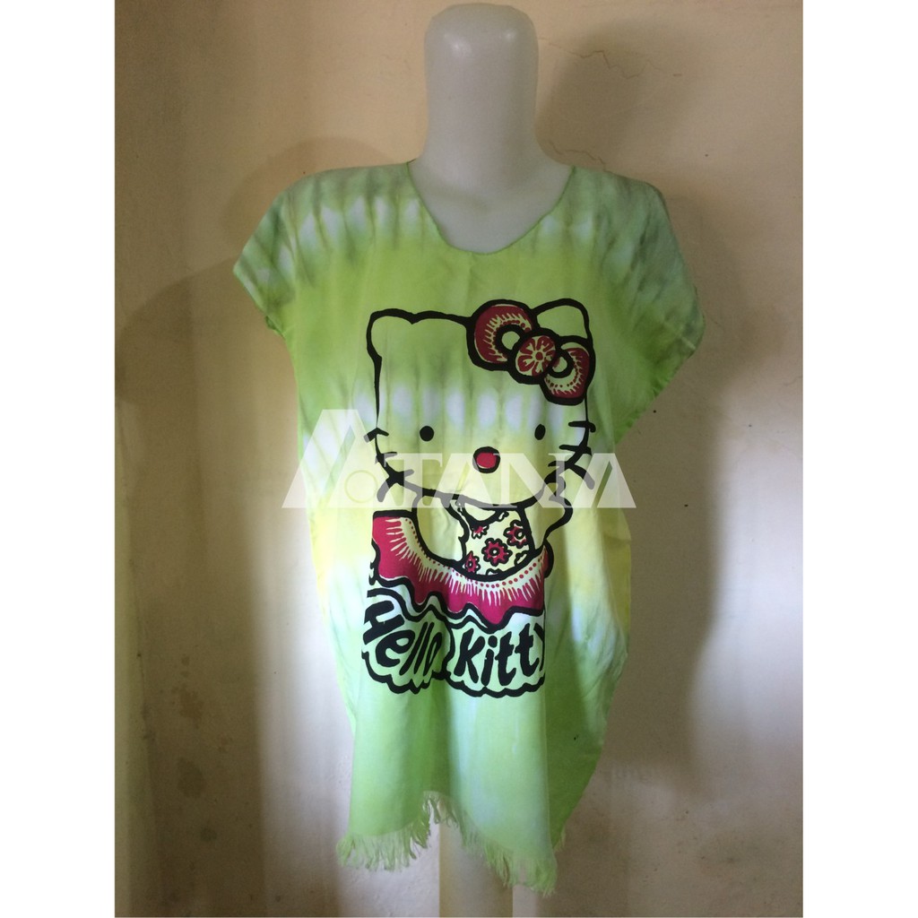 Kaos Rumbai Motif Hello Kitty Salur Warna Hijau All Size