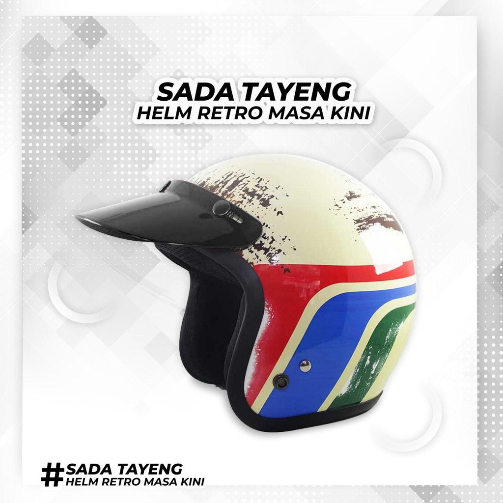 RIMC Tayeng Cream Helm retro helm SNI helm half face sada tayeng cream GRATIS PET DUCKY