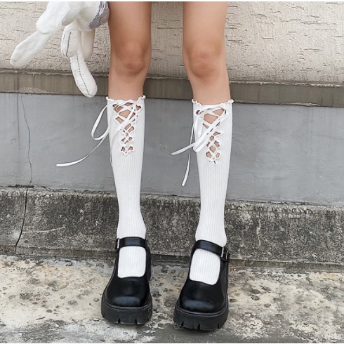 LS-14 KAOS KAKI TALI LOLITA Cosplay Japan Jepang Gothic Socks Overknee Stoking