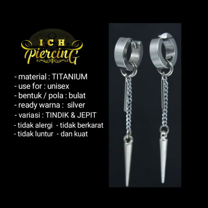 anting jepit Korea model gantungan jarum / anting Korea pria dan wanita / Anting stainless steel