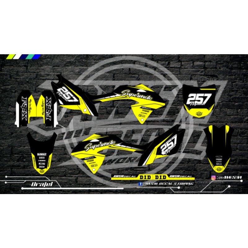decal klx 150 bf kuning hitam teebaru bisa custom