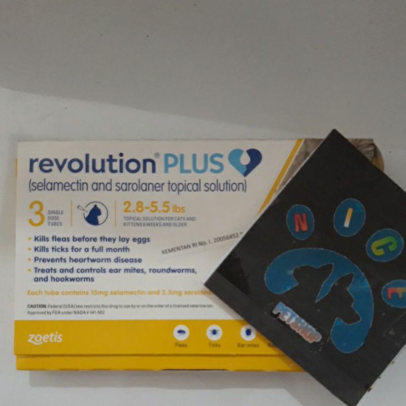 Revolution Plus Cat 2.8 - 5.5 lbs / Revolution Plus  Ecer 1 Tube Obat Tetes Kutu Cacing Earmites