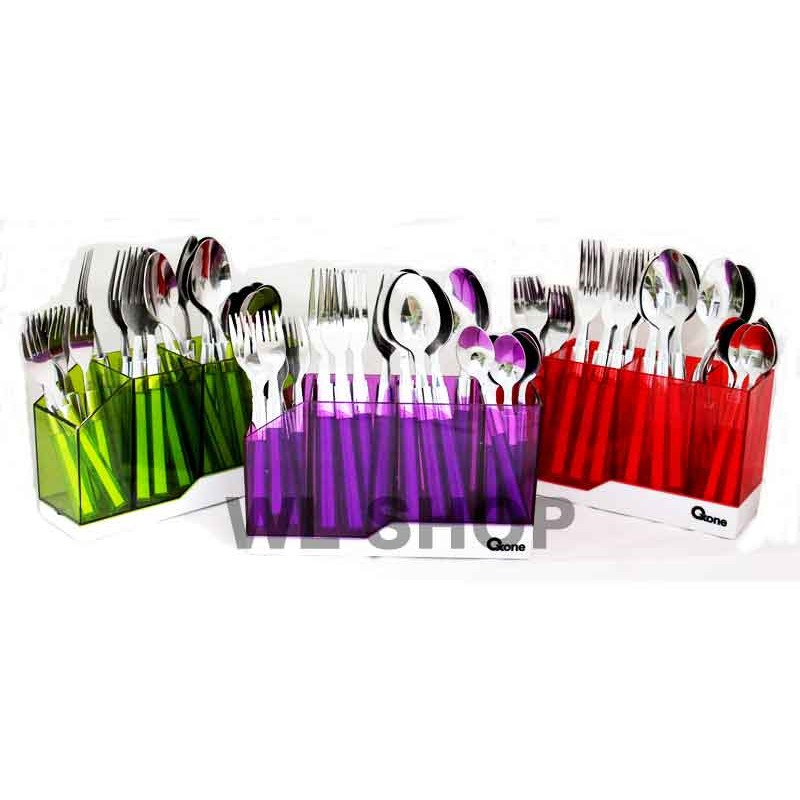 Oxone Ox-9200 Sendok Garpu Set Stainless Tempat Wadah Bagus Ox 9200 Alat Makan Spoon Ungu Merah