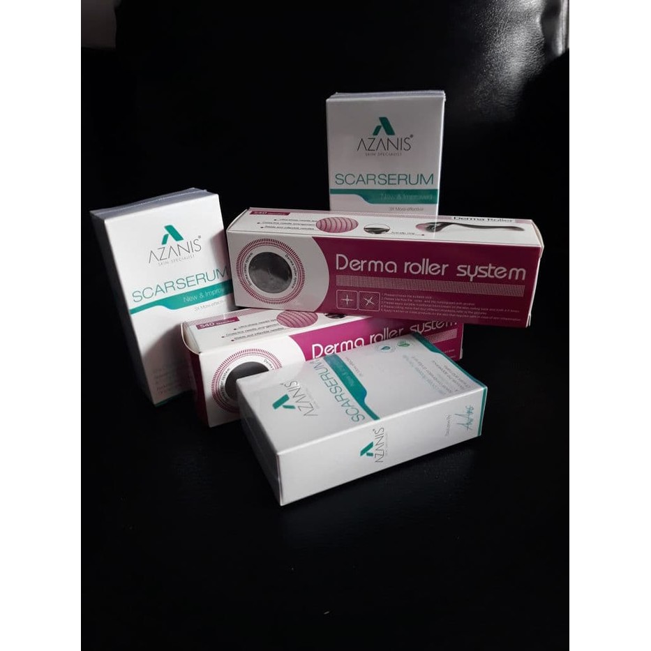 PROMO    PAKET DERMA ROLLER & AZANIS untuk wajah bopeng bekas jerawat scar caca  TERLARIS
