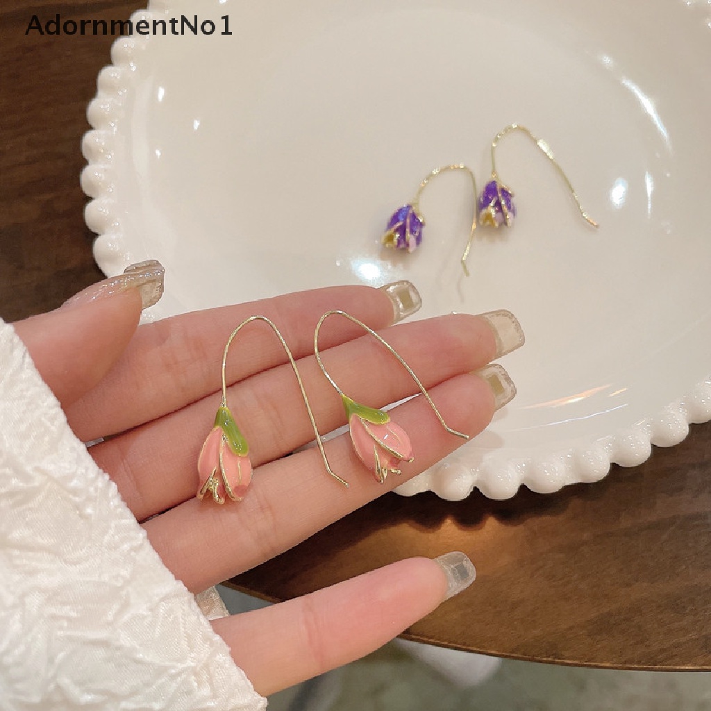 (AdornmentNo1) Anting Tusuk Gantung Desain Bunga Tulip Gaya Retro / Perancis Untuk Wanita