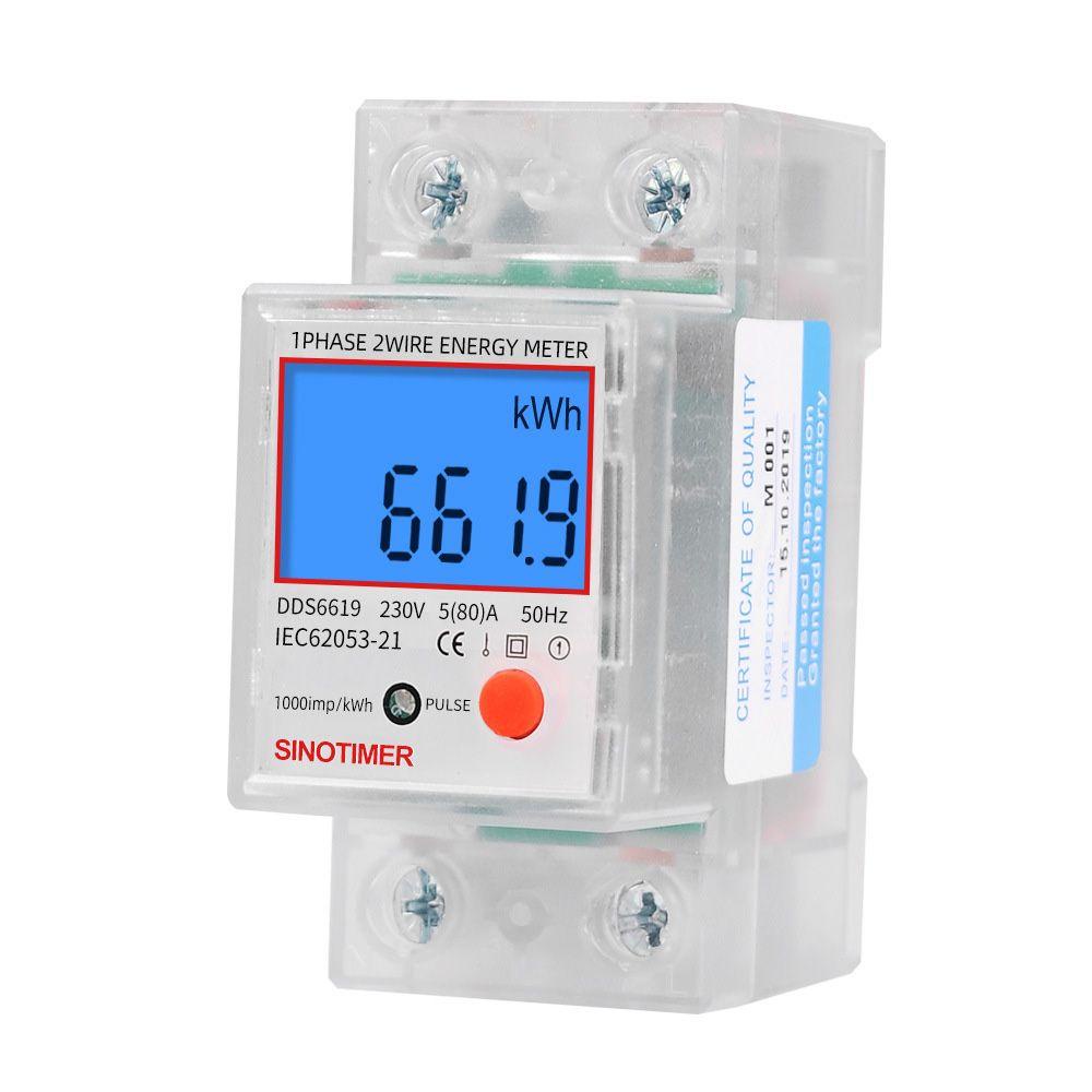 Lanfy Energy Meter AC 220V 80A Reset Zero Din Rail Backlight Fase Tunggal LCD Pengukur Konsumsi Daya