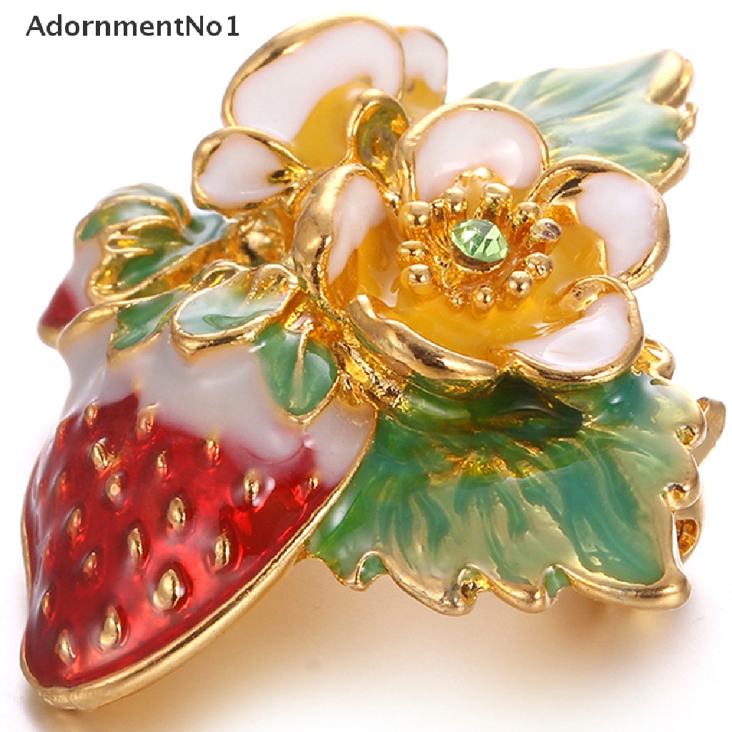 (AdornmentNo1) Bros Pin Enamel Bentuk Buah Strawberry Untuk Aksesoris Pakaian