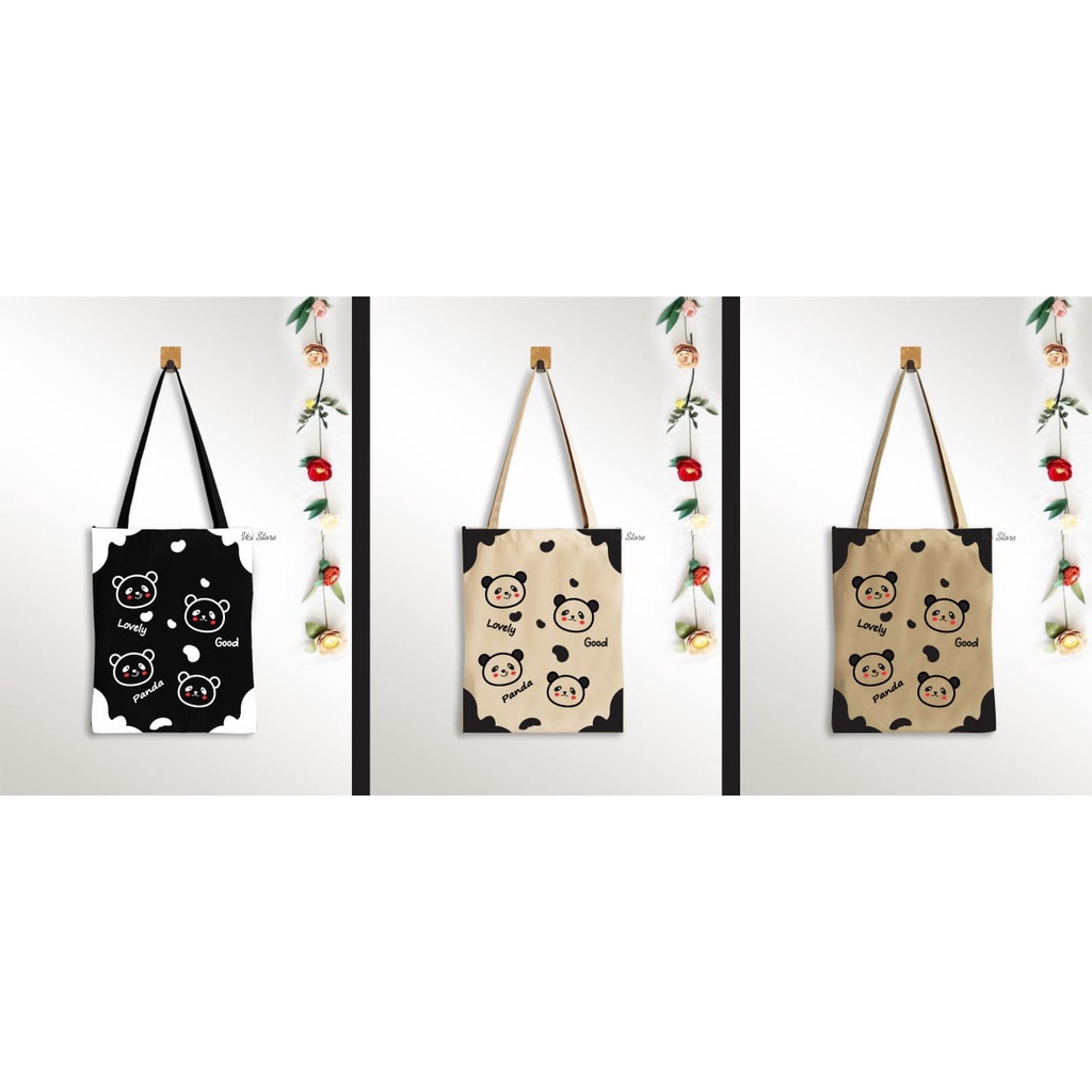 (PAKAI RESLETING) Tote bag wanita panda varian warna ( Toko Uci)