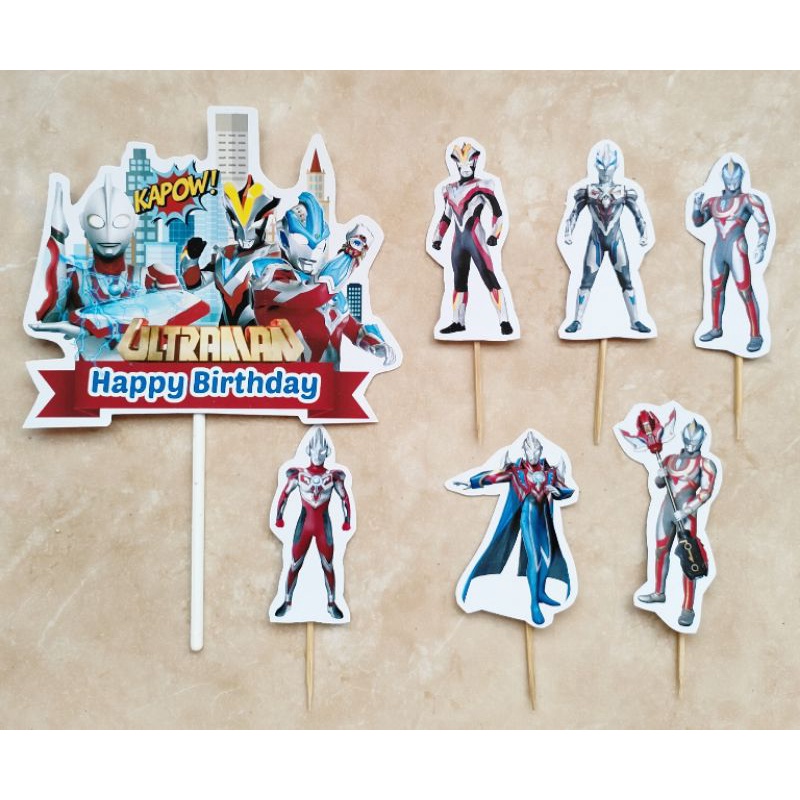 topper toper hiasan tusukan kue cake nasi tumpeng happy birthday ulang tahun karakter ultraman ultra