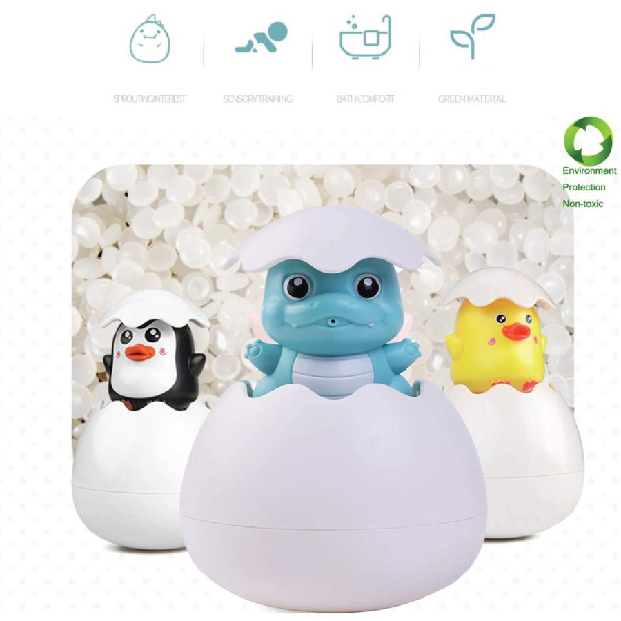 MAINAN ANAK MANDI SEMPROTAN TELUR DINO BEBEK PENGUIN FLOATING EGG BATH TOY SPRAY