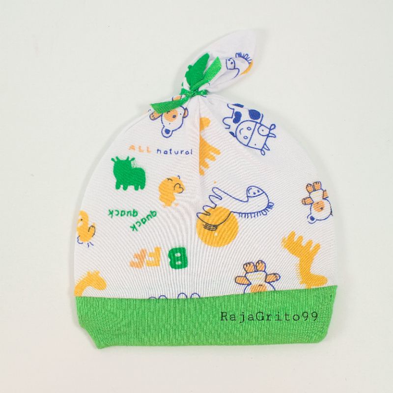 Topi Bayi kuncung print / topi Kupluk bayi motif sablon