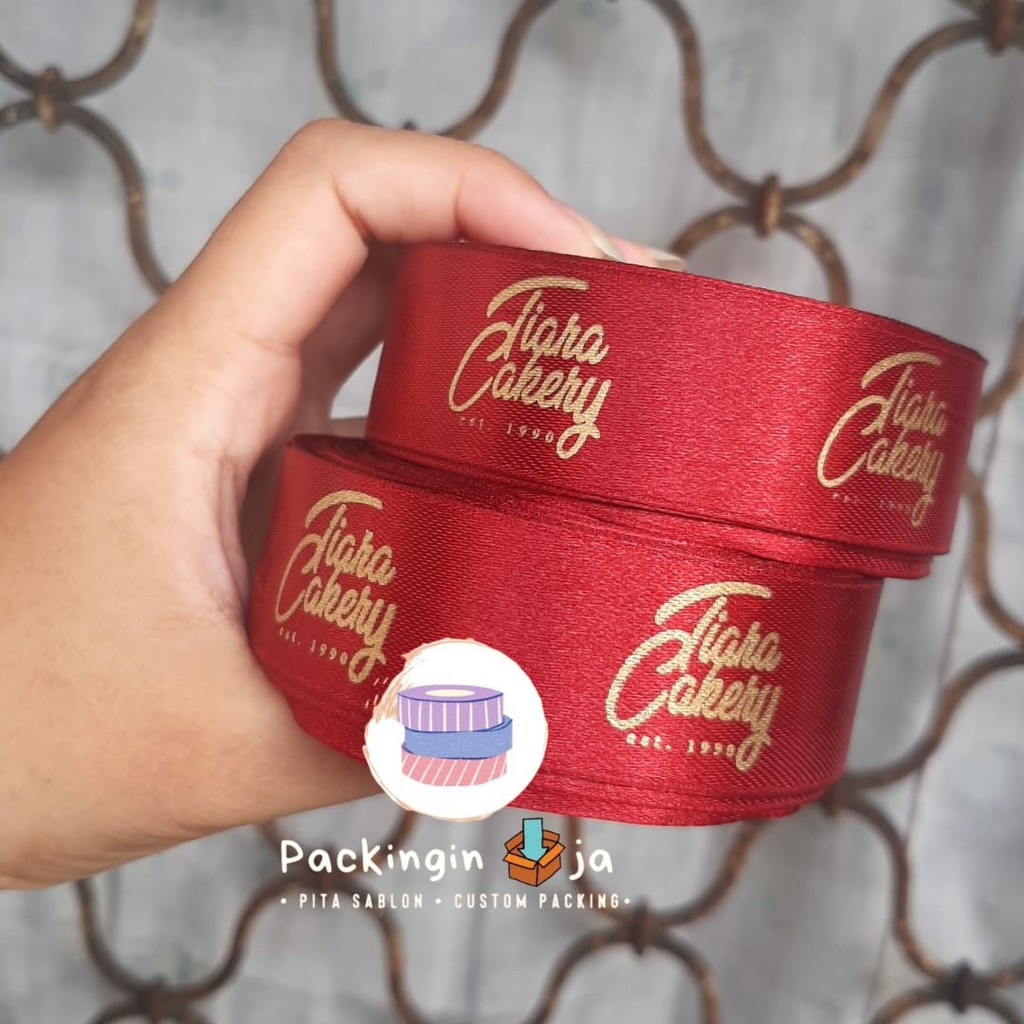 

PITA SABLON CUSTOM 2CM MURAH ; LABEL BRANDING ; PITA SATIN